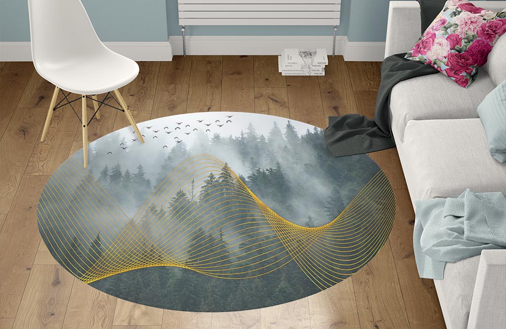 3D Ковер «Туман над лесом» Круглый 1