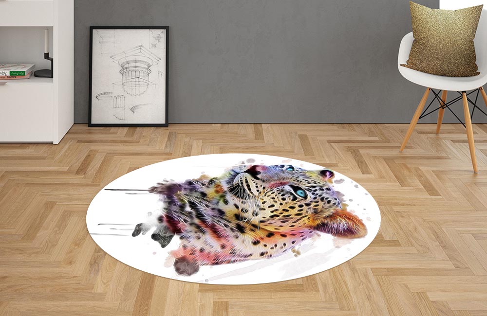 3D Ковер  «Красочный леопард» Овальный 2