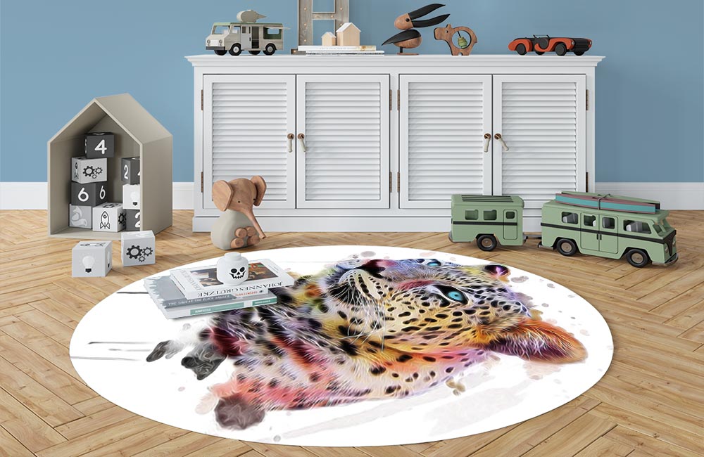 3D Ковер  «Красочный леопард» Овальный 3
