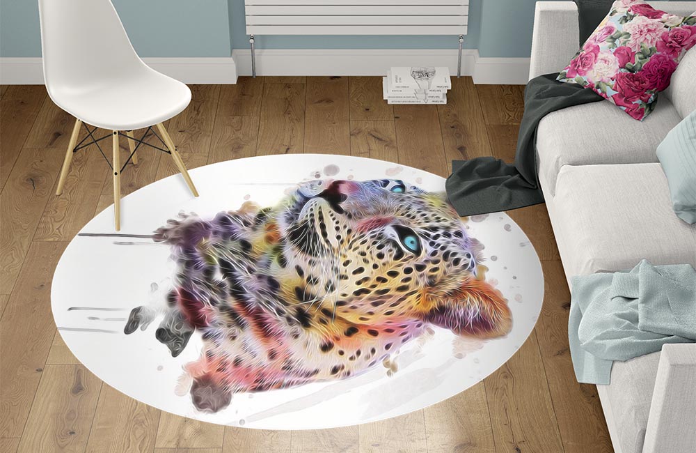 3D Ковер  «Красочный леопард» Круглый 1