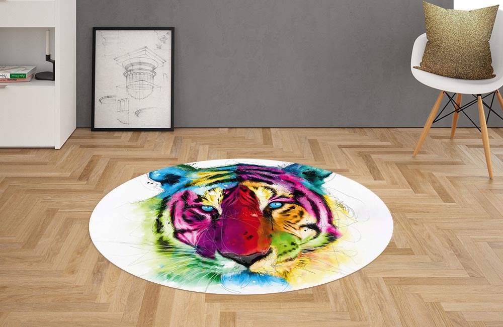 3D Ковер  «Красочный тигр» Овальный 2