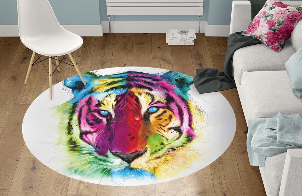 3D Ковер  «Красочный тигр» Круглый 1