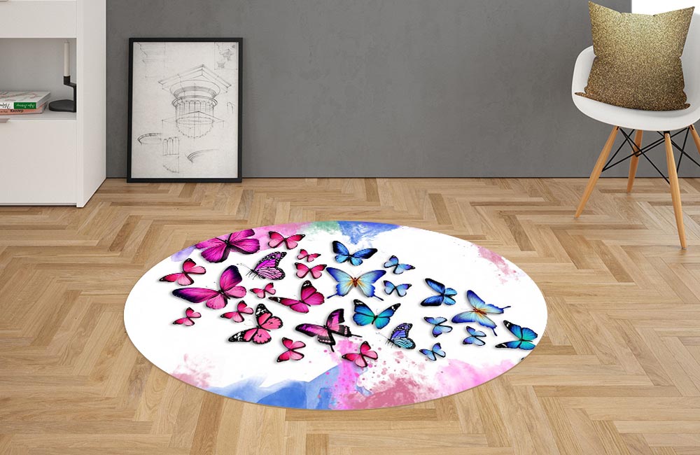 3D Ковер  «Красочные бабочки» Овальный 2