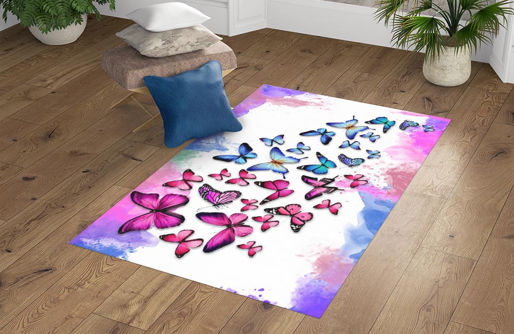3D Ковер  «Красочные бабочки» Прямоугольный 4