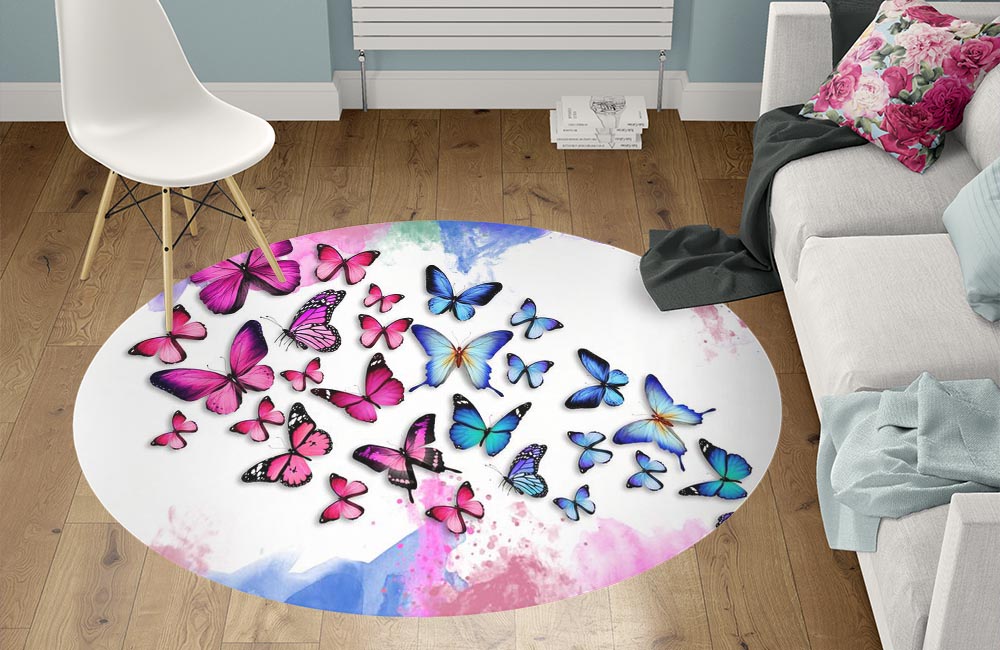 3D Ковер  «Красочные бабочки» Круглый 1