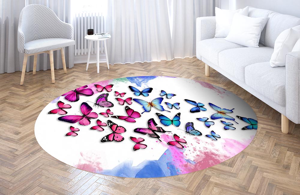 3D Ковер  «Красочные бабочки» Круглый 3
