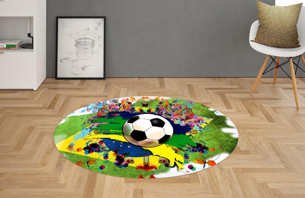 3D Ковер  «Футбольный мяч в ярких красках» Овальный 2