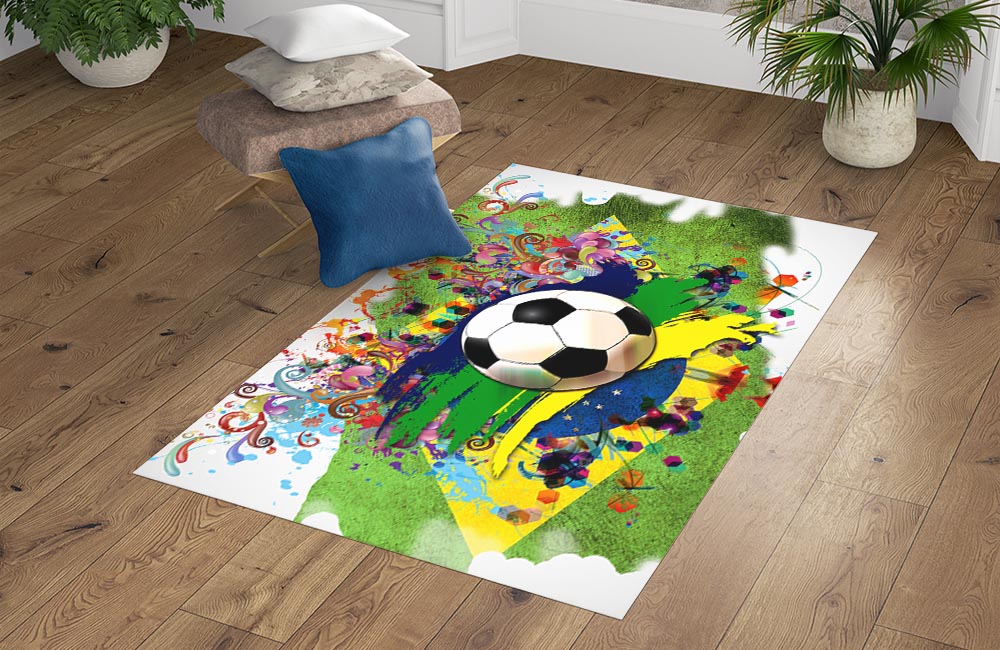 3D Ковер  «Футбольный мяч в ярких красках» Прямоугольный 4