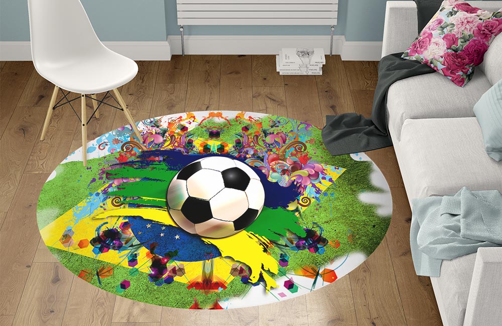 3D Ковер  «Футбольный мяч в ярких красках» Круглый 1