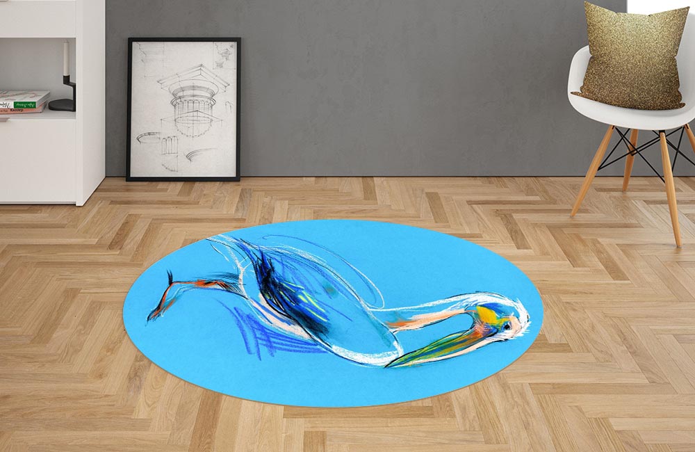 3D Ковер  «Голубой пеликан» Овальный 2