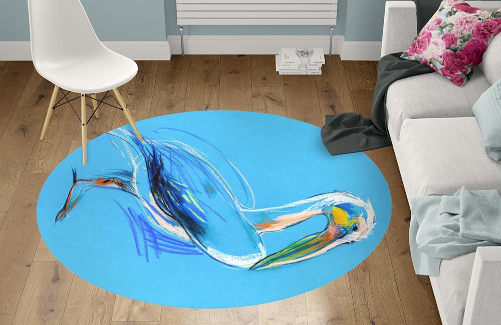 3D Ковер  «Голубой пеликан» Круглый 1