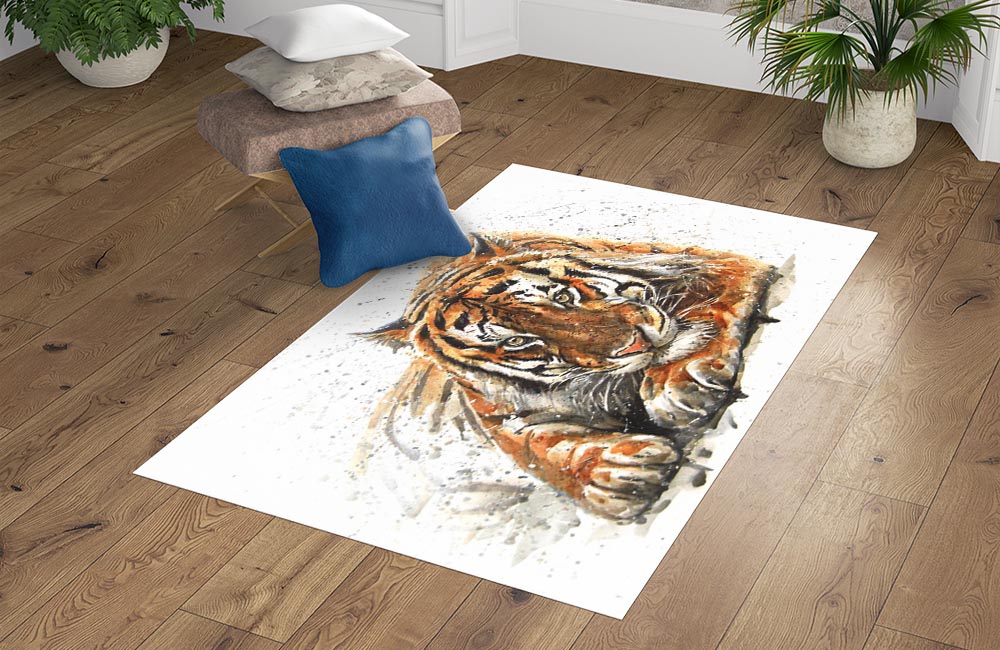 3D Ковер  «Тигр акварелью» Прямоугольный 4