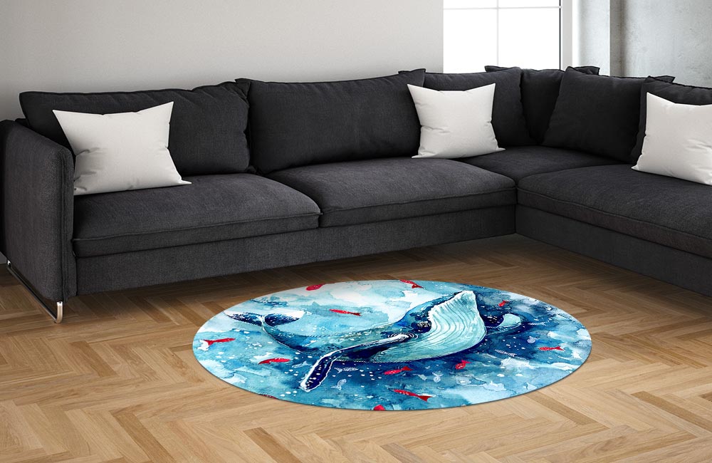 3D Ковер  «Акварельный кит» Овальный 1