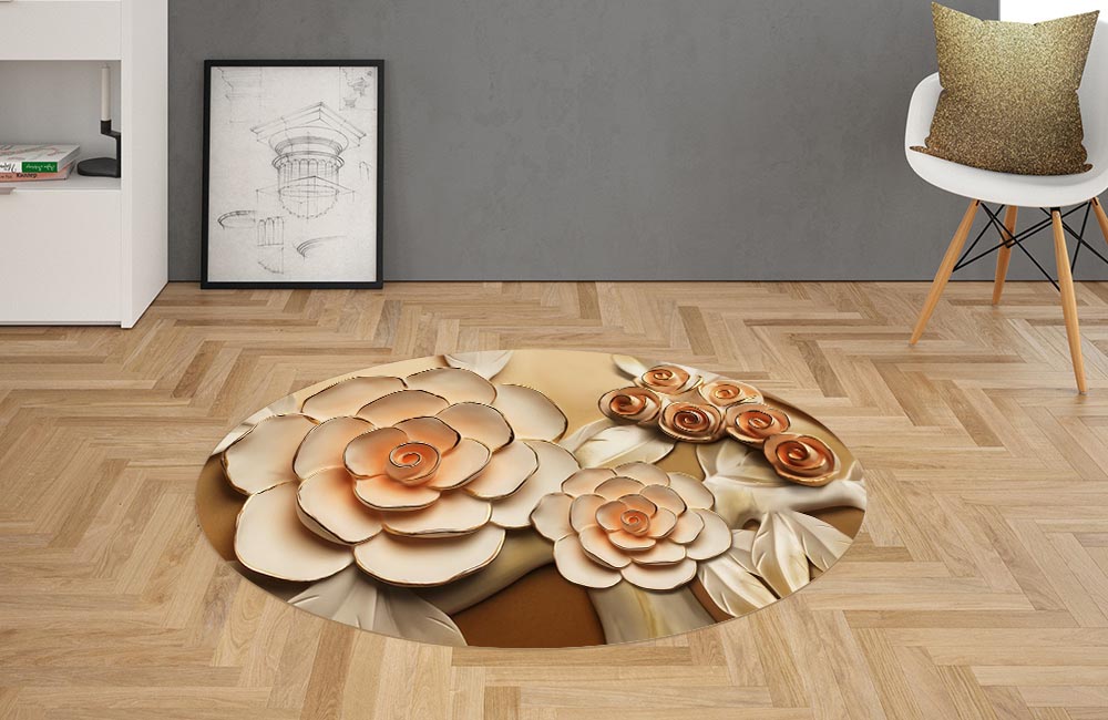 3D Ковер «Розы с тиснением под керамику» Овальный 2
