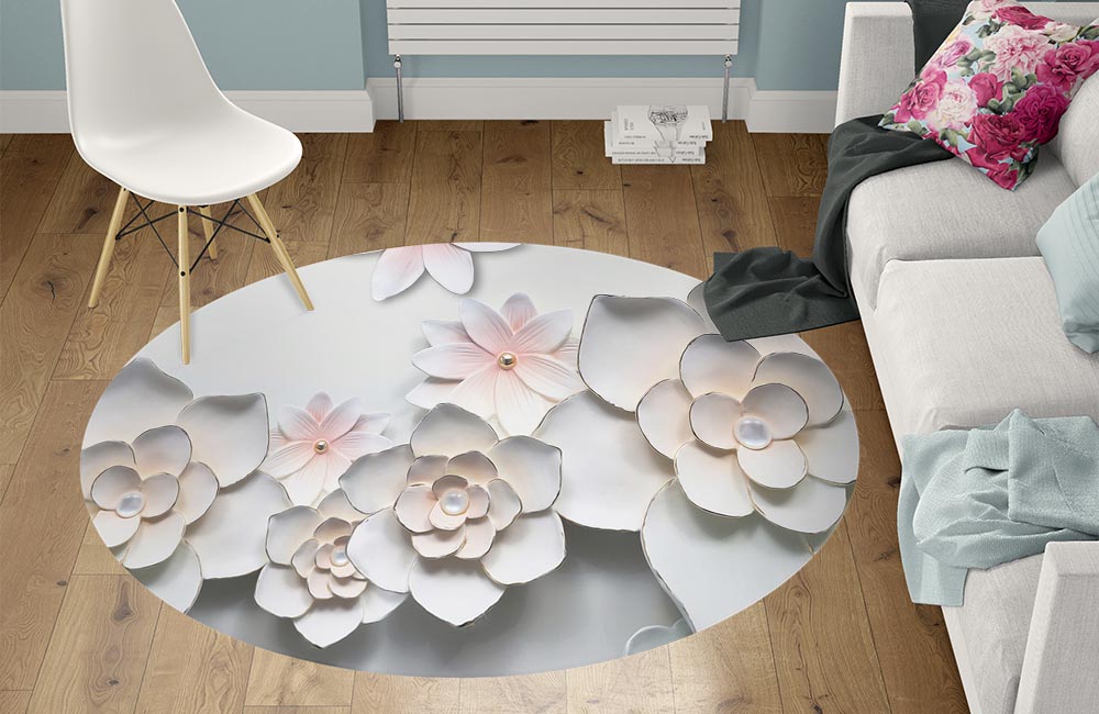 3D Ковер «Керамические цветы»   Круглый 1