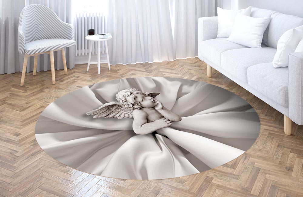3D Ковер «Задумчивый ангелочек»   Круглый 3