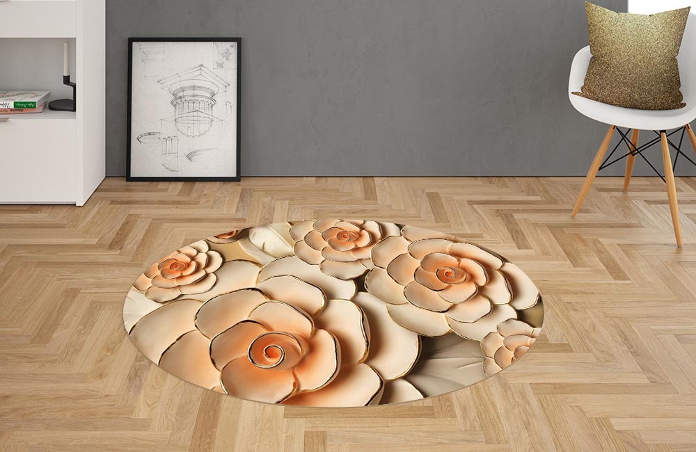 3D Ковер «Букет роз с тиснением под керамику»  Овальный 2