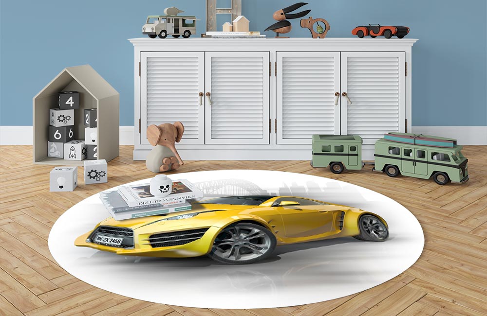 3D Ковер «Концепт автомобиля» Овальный 3