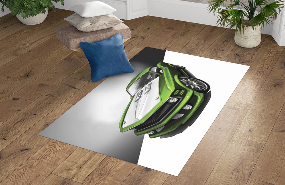 3D Ковер «Скетч зеленый Мустанг» Прямоугольный 4