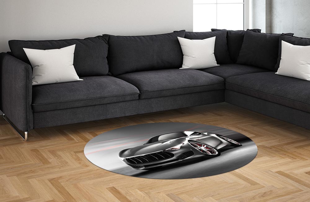 3D Ковер «Современный автомобиль в серых тонах» Овальный 1