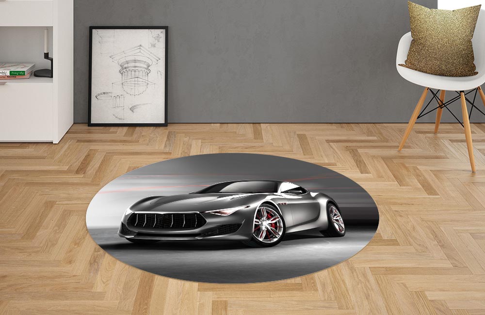 3D Ковер «Современный автомобиль в серых тонах» Овальный 2
