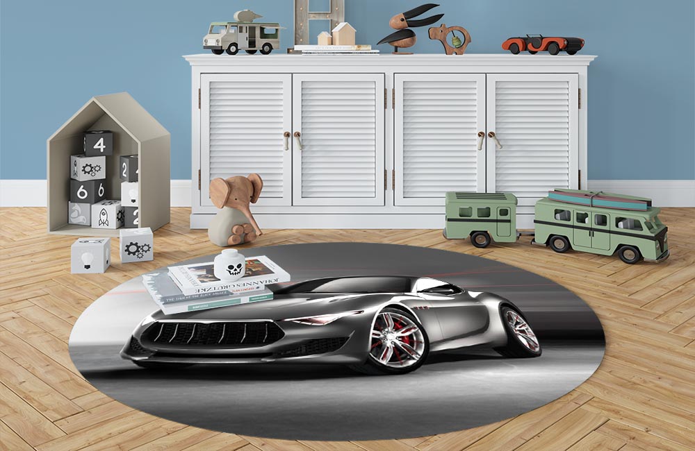 3D Ковер «Современный автомобиль в серых тонах» Овальный 3
