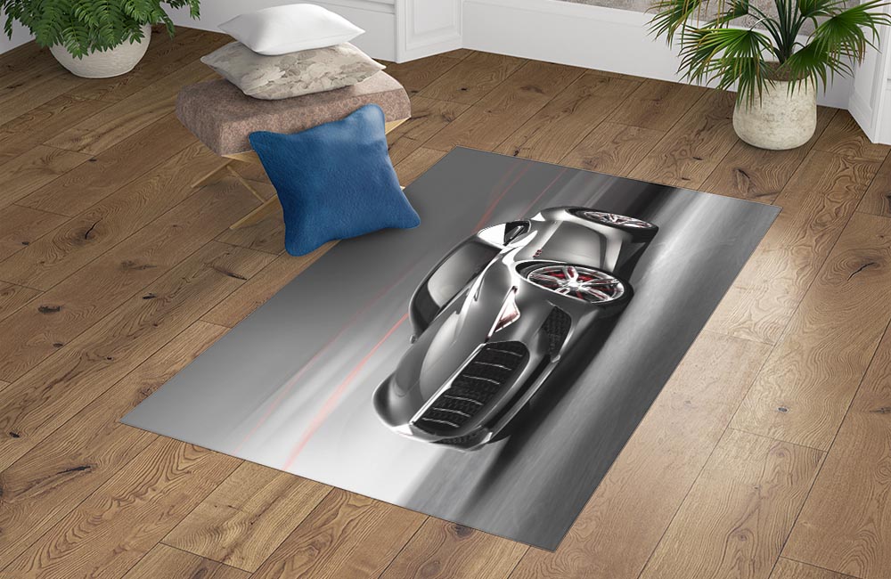 3D Ковер «Современный автомобиль в серых тонах» Прямоугольный 4