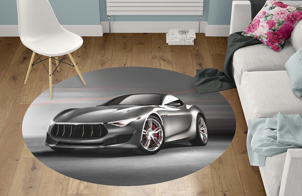 3D Ковер «Современный автомобиль в серых тонах» Круглый 1