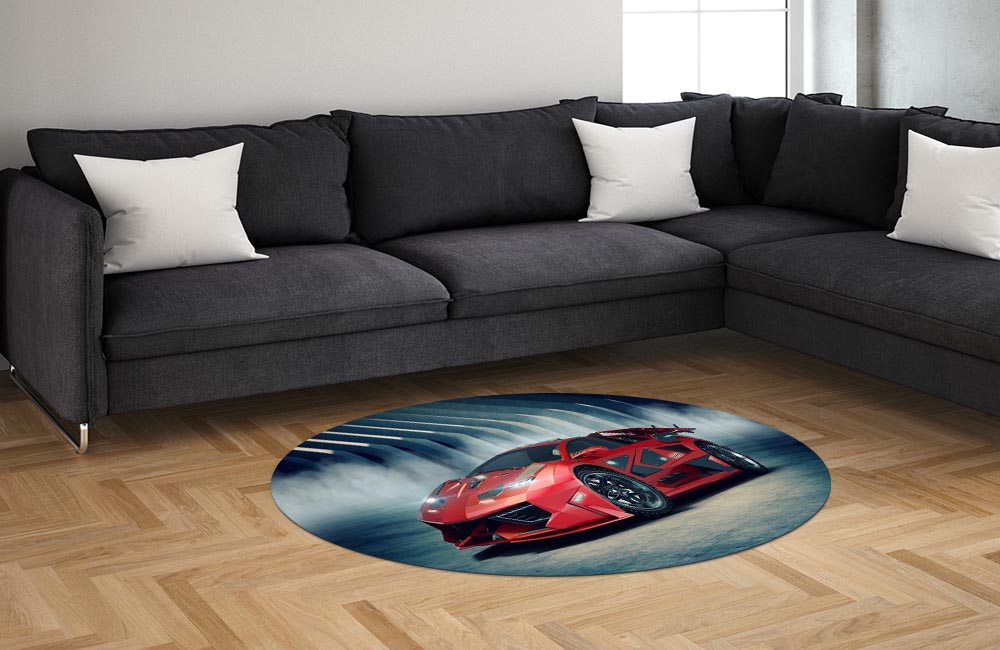 3D Ковер «Футуристичный красный автомобиль» Овальный 1