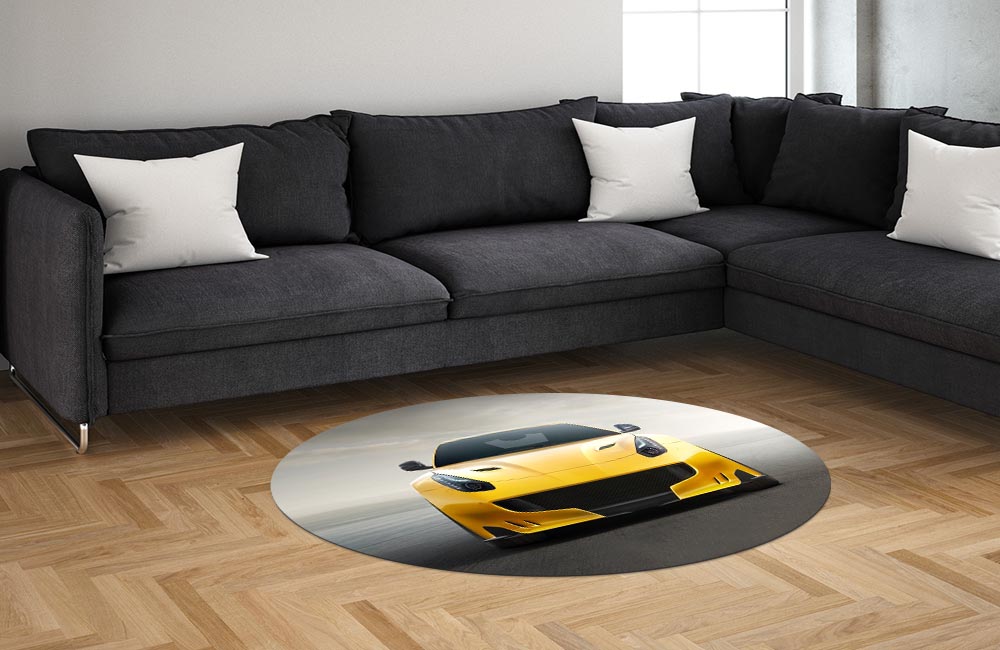 3D Ковер «Желтый спортивный автомобиль» Овальный 1