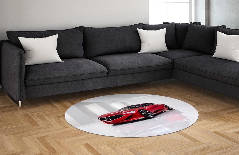 3D Ковер «Красное авто с отражением в глянце» Овальный 1
