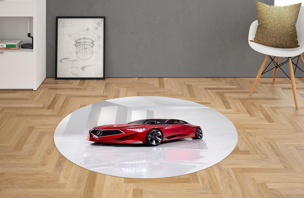 3D Ковер «Красное авто с отражением в глянце» Овальный 2
