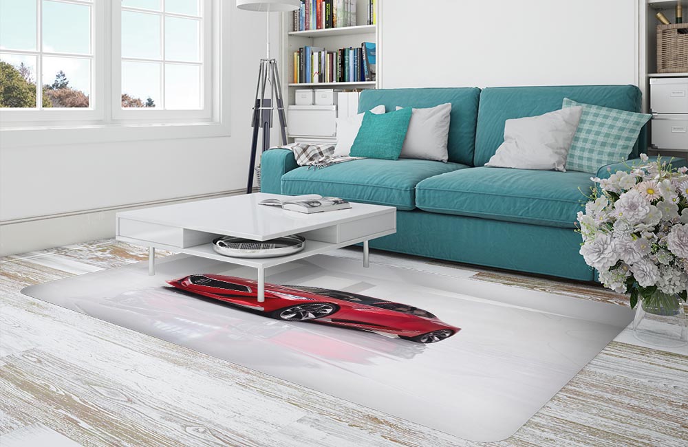 3D Ковер «Красное авто с отражением в глянце» Прямоугольный 1