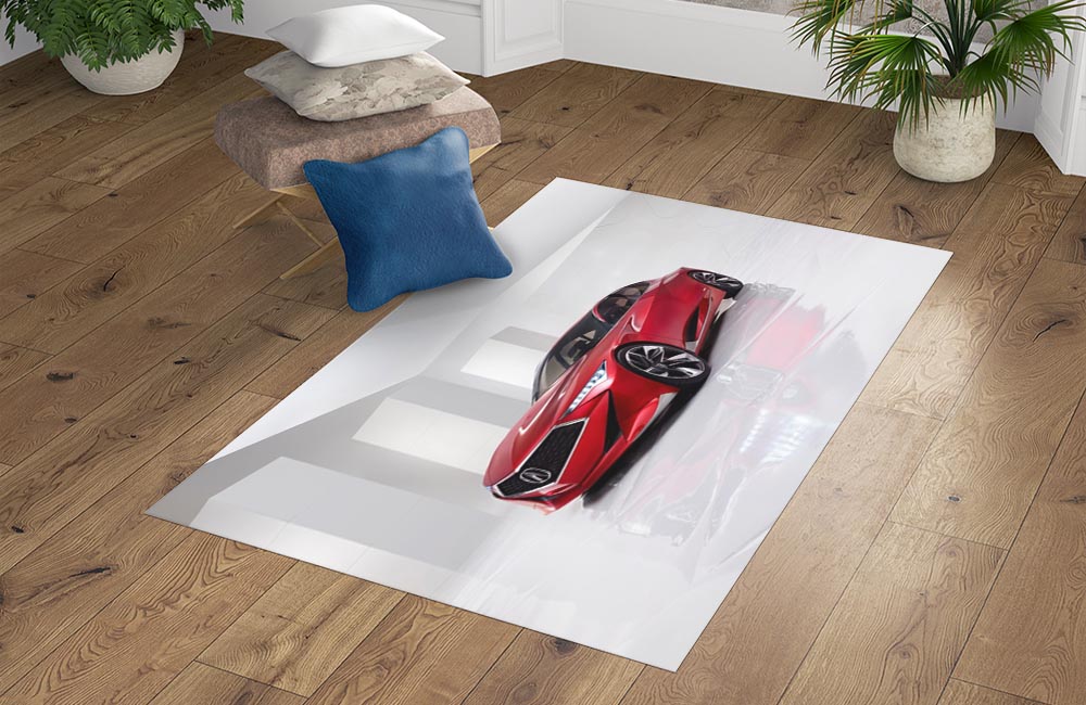 3D Ковер «Красное авто с отражением в глянце» Прямоугольный 4