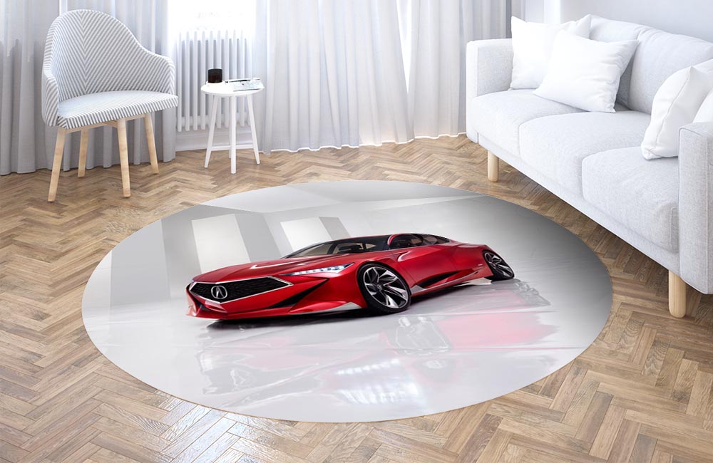 3D Ковер «Красное авто с отражением в глянце» Круглый 3