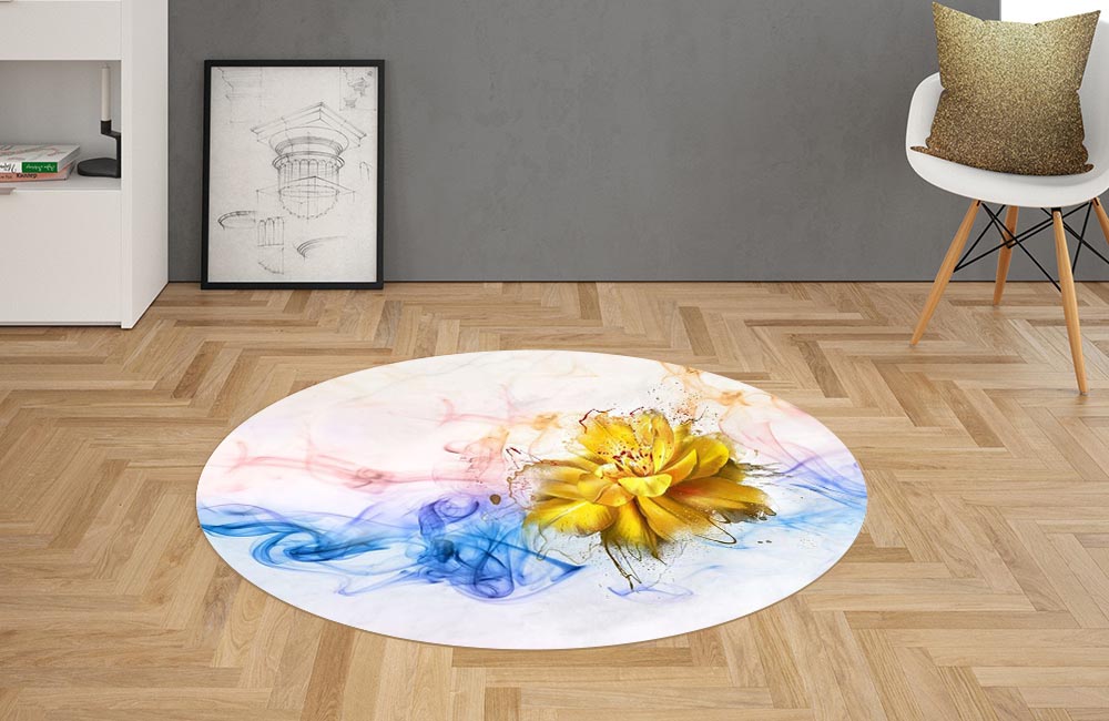 3D Ковер «Яркий цветок в красочных потоках» Овальный 2
