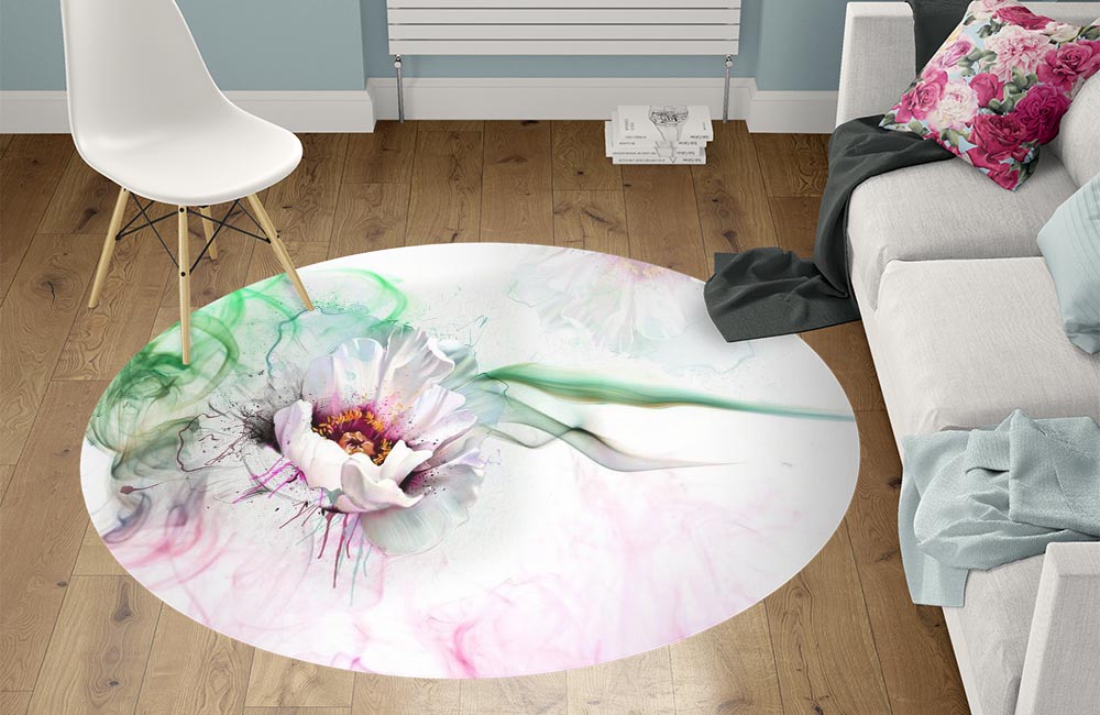 3D Ковер «Красочный цветок» Круглый 1