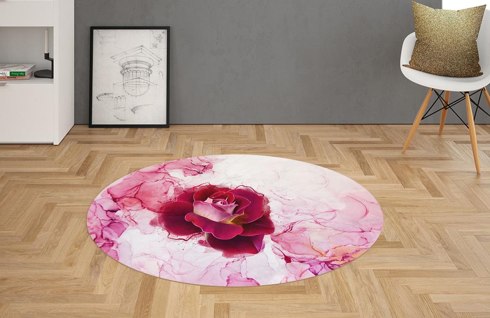 3D Ковер «Бархатная роза на мраморе» Овальный 2