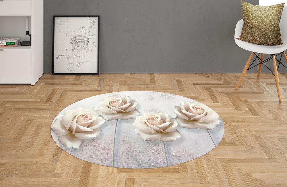 3D Ковер «Прекрасные розы на холсте» Овальный 2