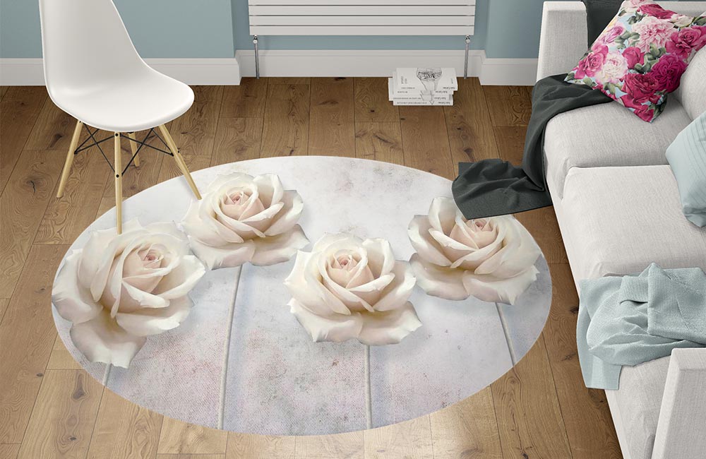 3D Ковер «Прекрасные розы на холсте» Круглый 1