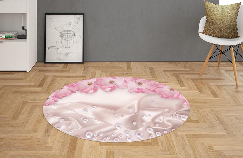3D Ковер «Цветочная арка с розовым жемчугом» Овальный 2