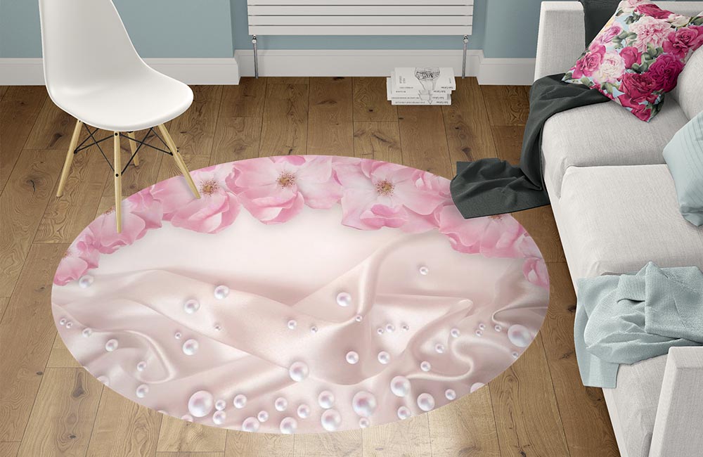 3D Ковер «Цветочная арка с розовым жемчугом» Круглый 1