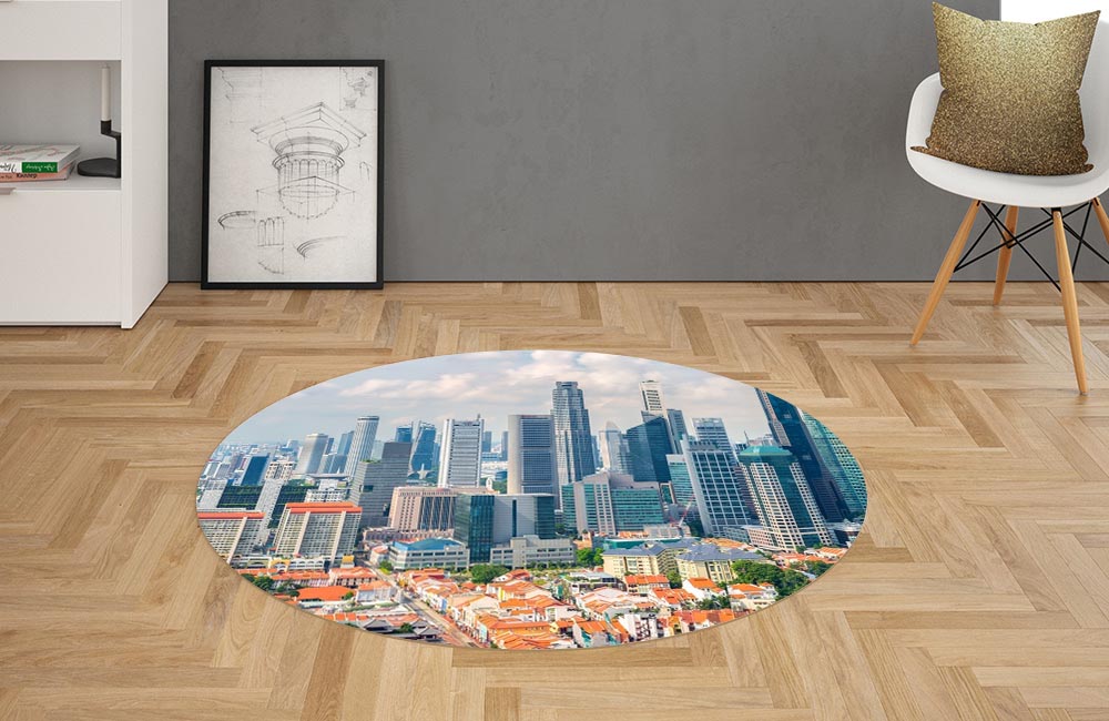 3D Ковер «Городские небоскребы» Овальный 2