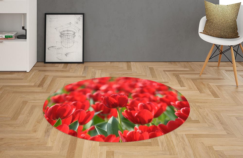 3D Ковер «Тюльпаны в лучах солнца» Овальный 2