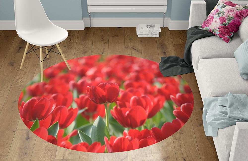 3D Ковер «Тюльпаны в лучах солнца» Круглый 1