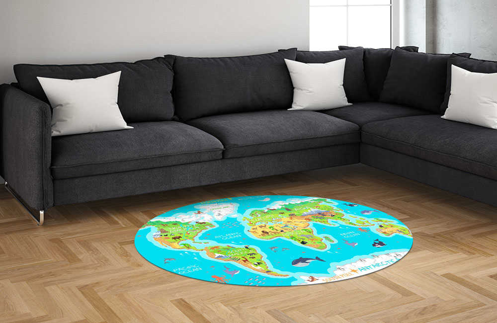 3D Ковер «Яркая карта мира» Овальный 1