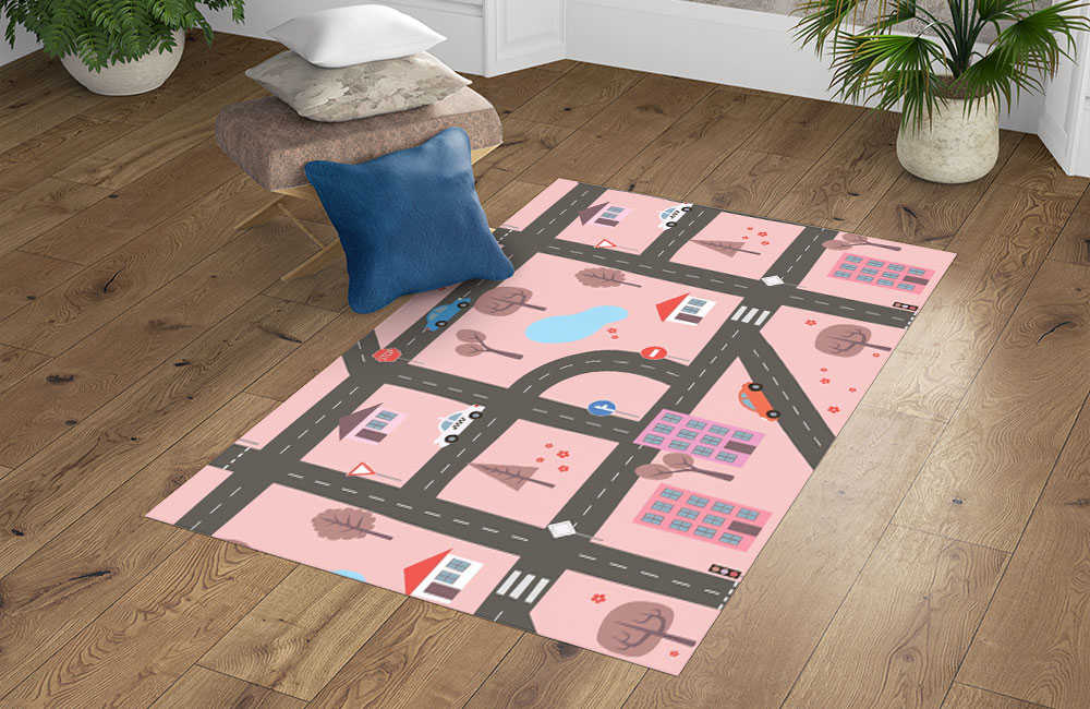 3D Ковер «Поездка за город в розовых тонах» Прямоугольный 4