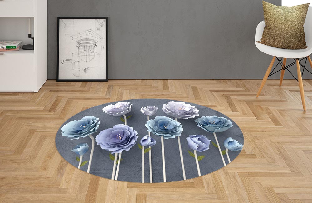 3D Ковер «Загадочные цветы» Овальный 2