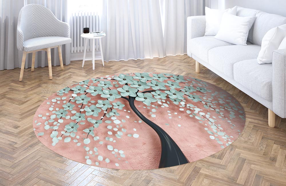 3D Ковер «Объемное цветущее дерево» Круглый 3