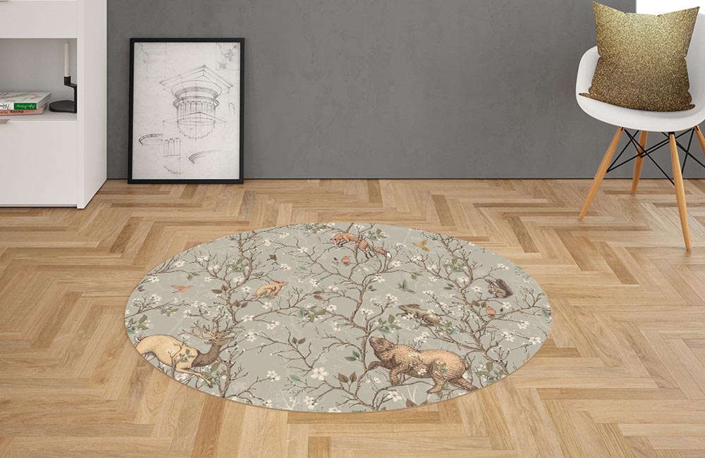 3D Ковер  «Сказочная иллюстрация с животными» Овальный 2